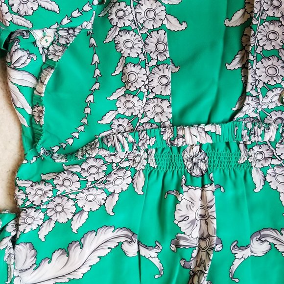 Yoana Baraschi silk dress, green white floral, 4 - Picture 13 of 14